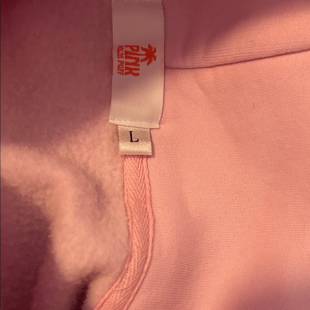 Pink Hoodie, pink palm puff brand. cozy warm beach hoodie. - Picture 4 of 8
